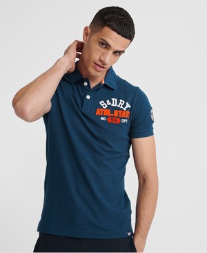 Superdry Organic Cotton Classic Superstate Férfi Póló Kék | GZCTX1279